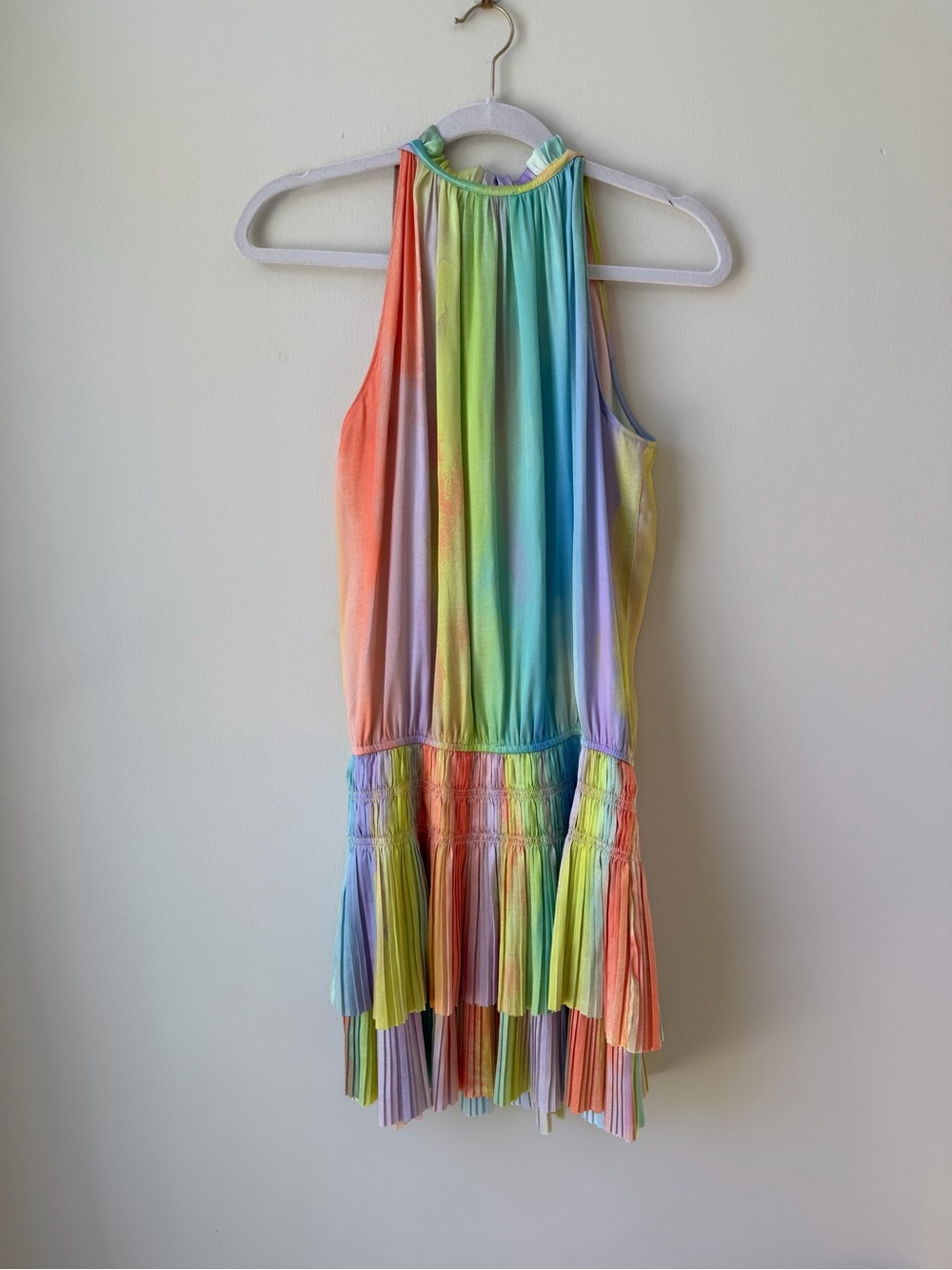 Current Air Cara Pleated Mini Dress Pastel Rainbow Colorful Size Medium Swing - Picture 14 of 16